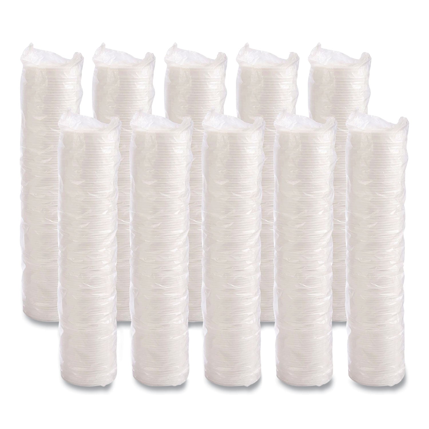 Sip Thru Lids, Fits 10 oz to 14 oz Foam Cups, Plastic, White, 100/Pack, 10 Packs/Carton - 
