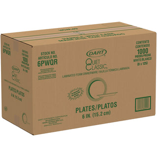 Mediumweight Foam Dinnerware, Plates, 6" dia, White, 125/Pack, Sold as 1 Package