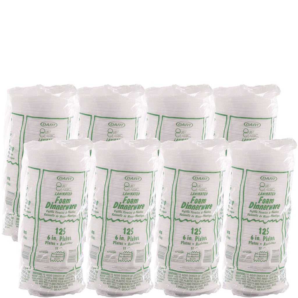 Mediumweight Foam Dinnerware, Plates, 6" dia, White, 125/Pack, Sold as 1 Package