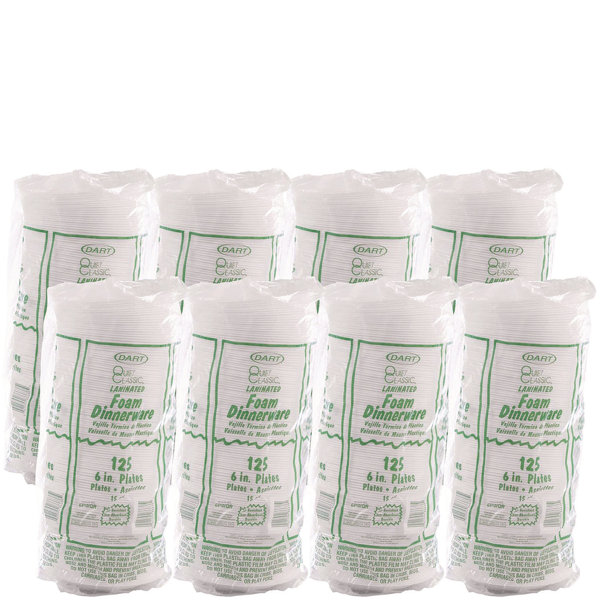 Mediumweight Foam Dinnerware, Plates, 6" dia, White, 125/Pack, Sold as 1 Package