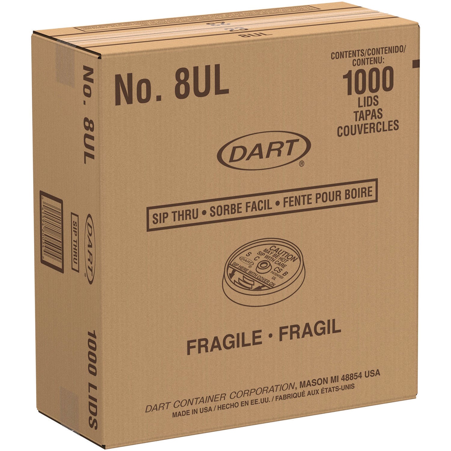 Sip Thru Lids, Fits 6 oz to 10 oz Cups, White, 100/Pack, 10 Packs/Carton - 