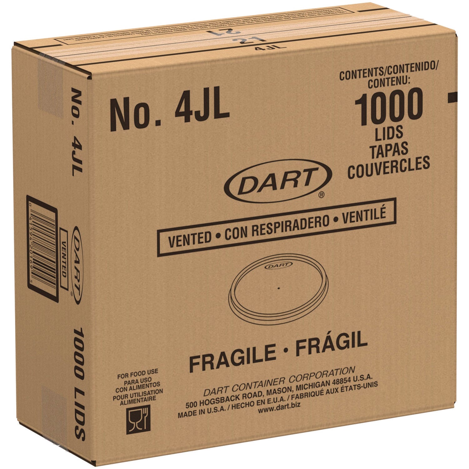 Plastic Lids, Fits 4 oz Cups, Vented, Translucent, 100/Pack, 10 Packs/Carton