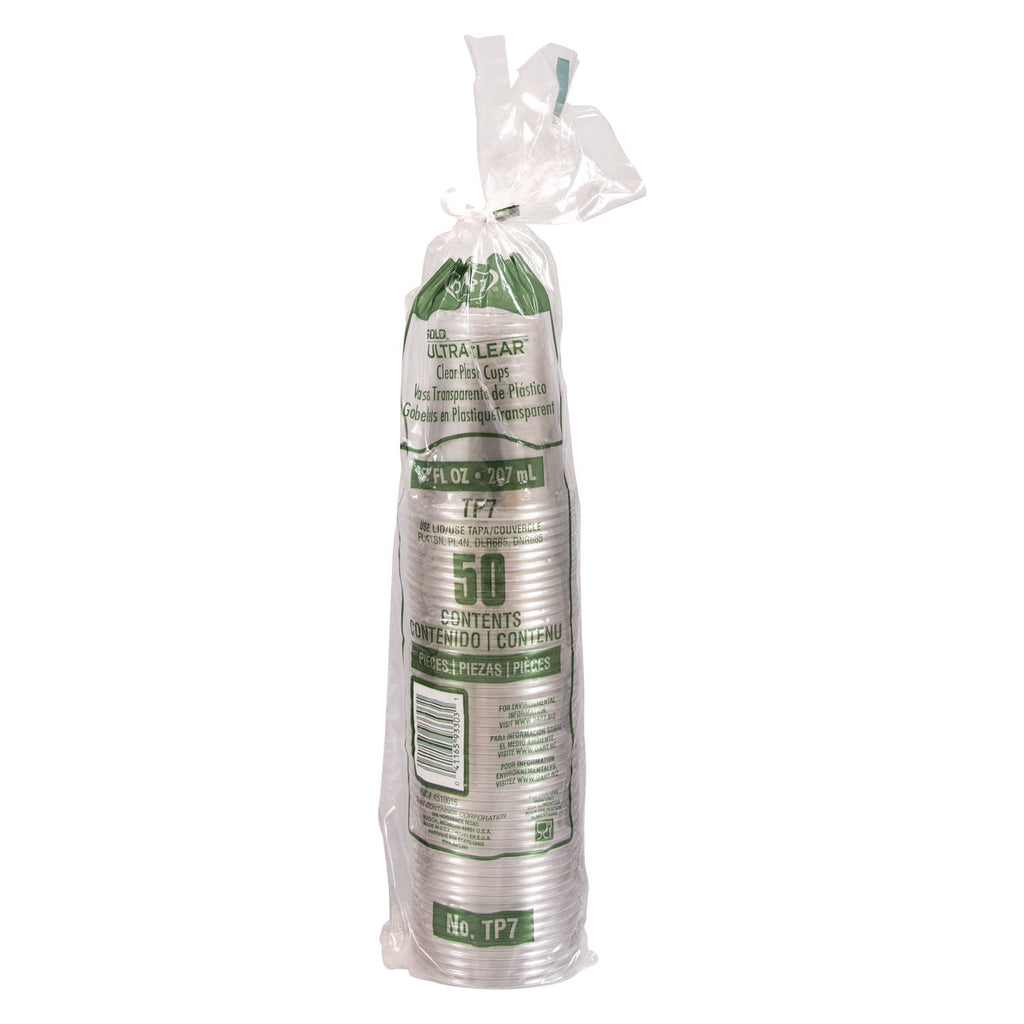 Ultra Clear PETE Cold Cups, 7 oz, Clear, 50/Pack