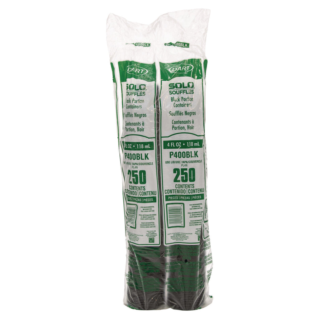 Polystyrene Portion Cups, 4 oz, Black, 250/Bag, 10 Bags/Carton