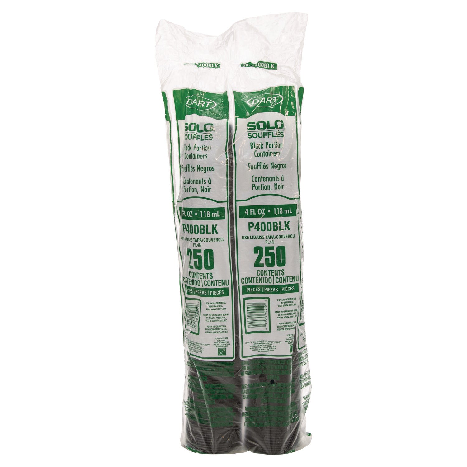 Polystyrene Portion Cups, 4 oz, Black, 250/Bag, 10 Bags/Carton
