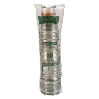 Bare Eco-Forward RPET Cold Cups, 12 oz to 14 oz, Leaf Design, Clear, Squat, 50/Pack