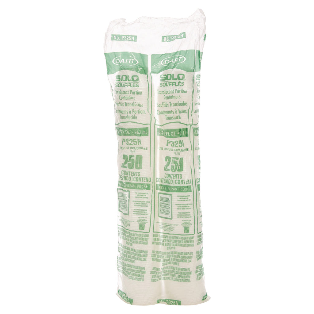 Polystyrene Portion Cups, 3.25 oz, Translucent, 250/Bag, 10 Bags/Carton