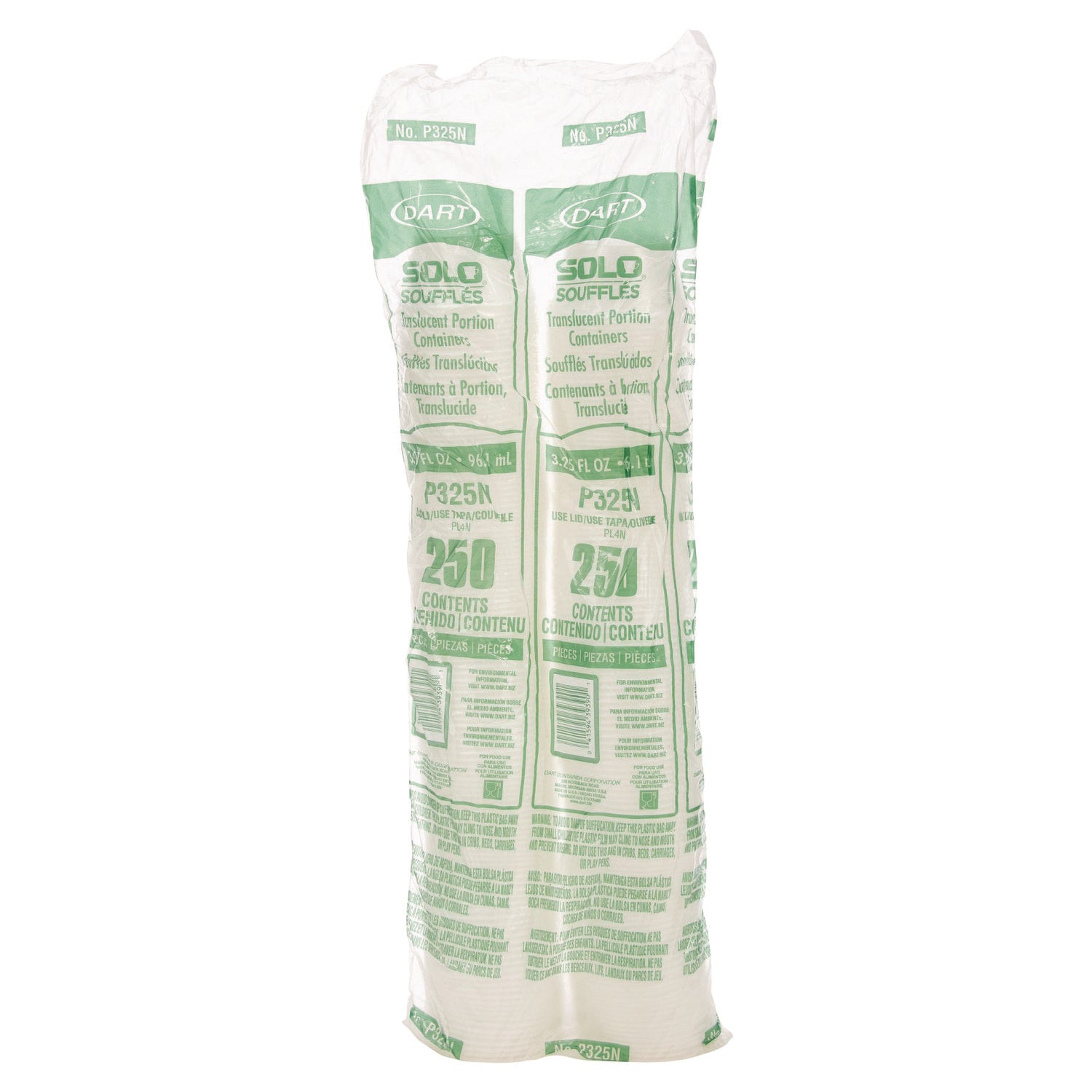 Polystyrene Portion Cups, 3.25 oz, Translucent, 250/Bag, 10 Bags/Carton