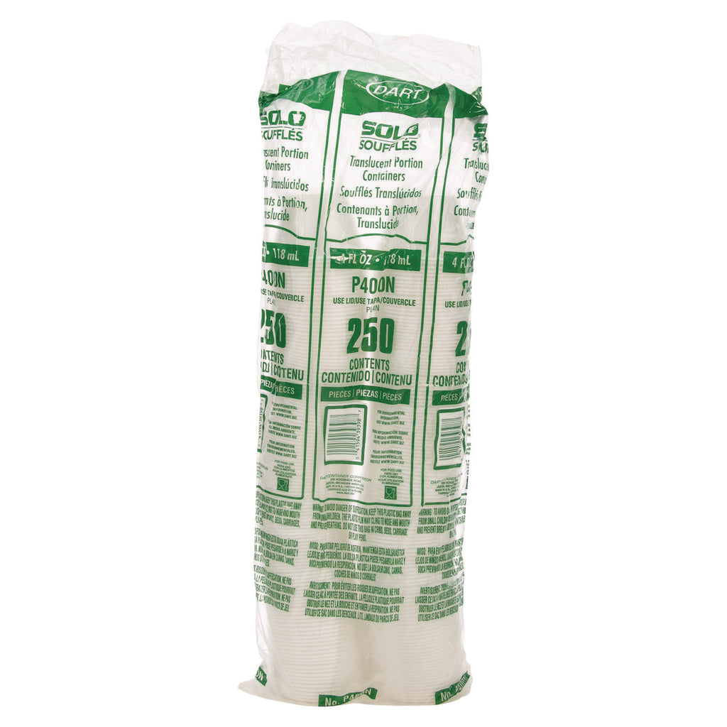 Polystyrene Portion Cups, 4 oz, Translucent, 250/Bag, 10 Bags/Carton