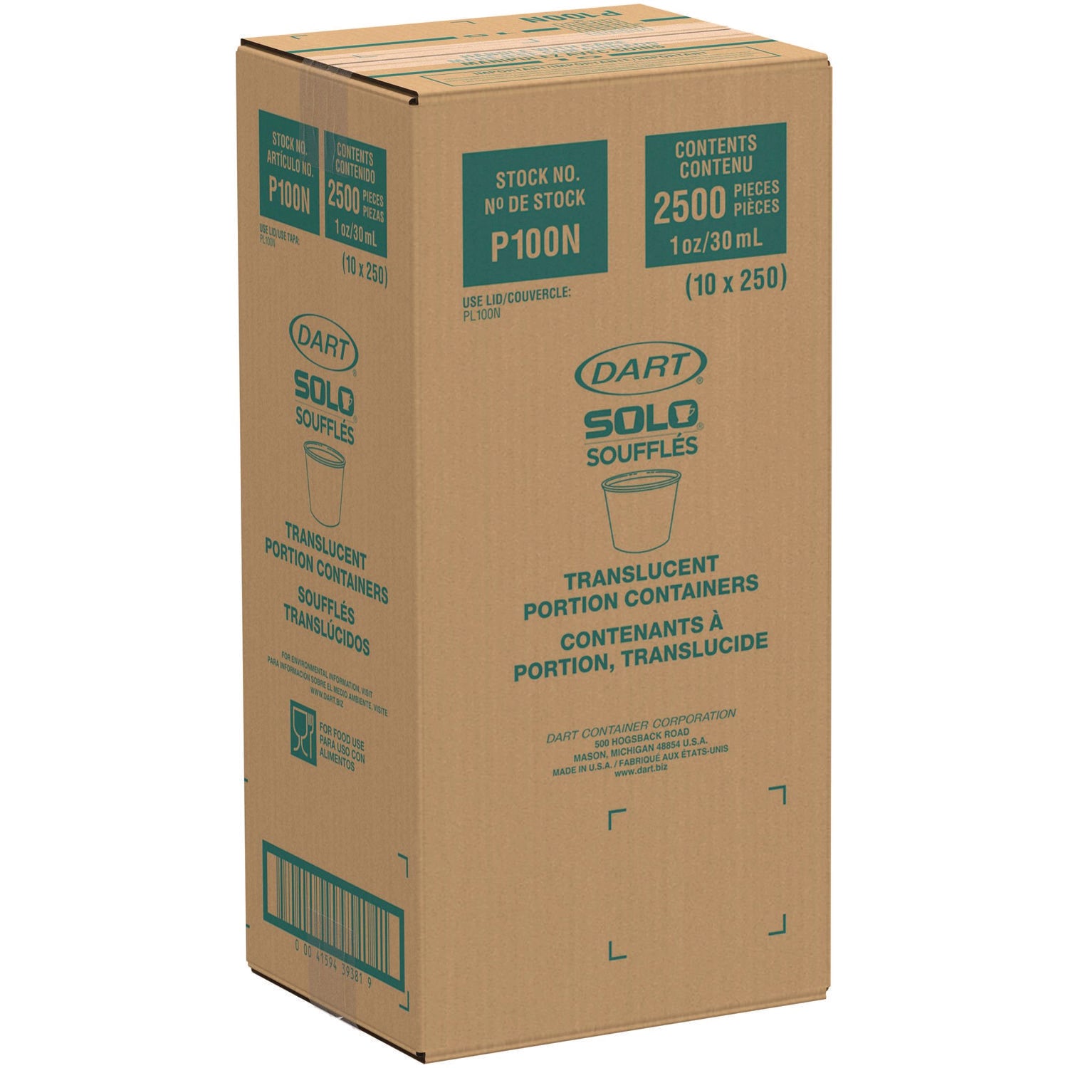 Polystyrene Portion Cups, 1 oz, Translucent, 2,500/Carton