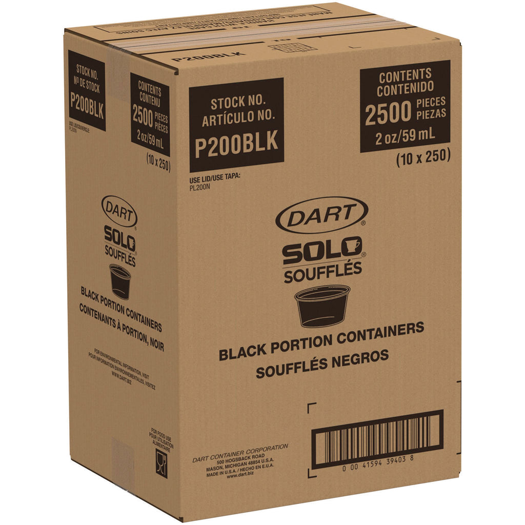 Polystyrene Portion Cups, 2 oz, Black, 250/Bag, 10 Bags/Carton