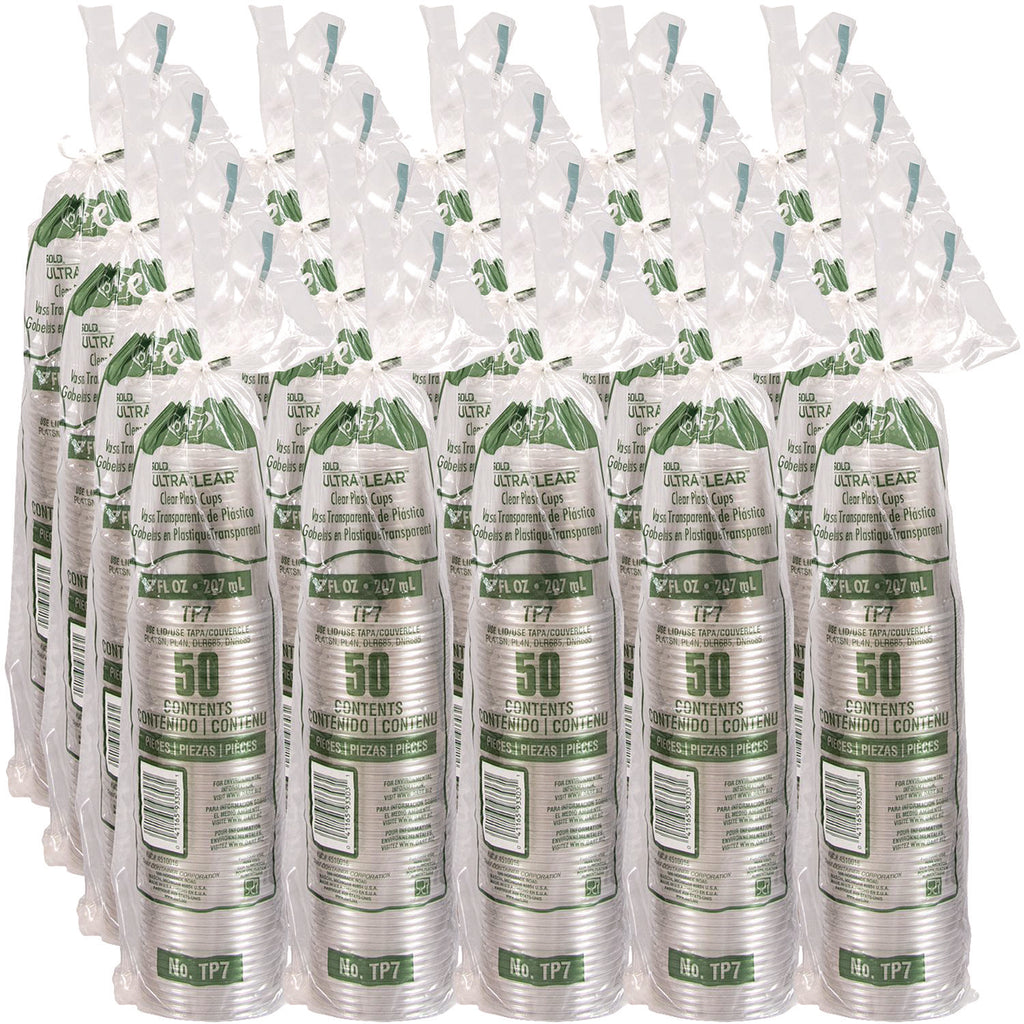 Ultra Clear PETE Cold Cups, 7 oz, Clear, 50/Pack