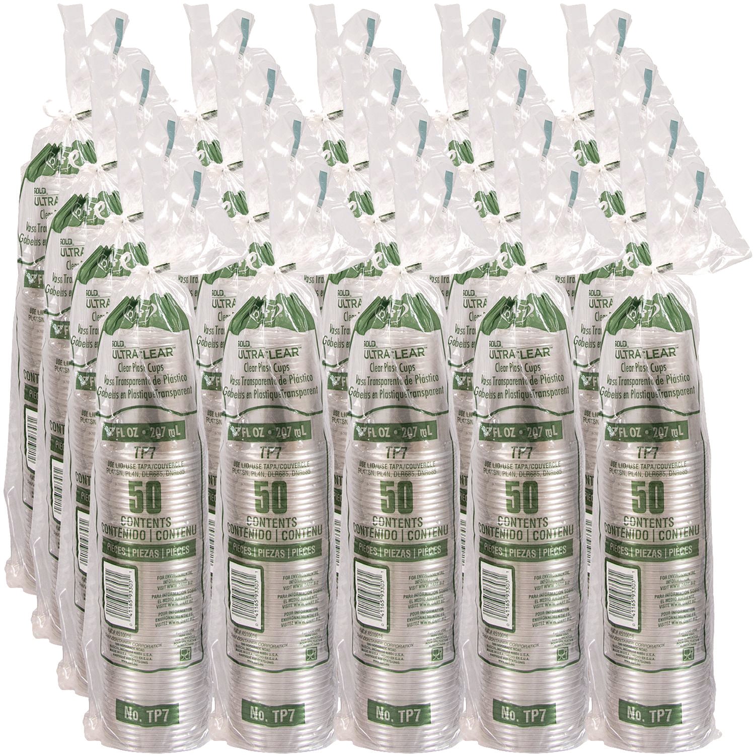 Ultra Clear PETE Cold Cups, 7 oz, Clear, 50/Pack