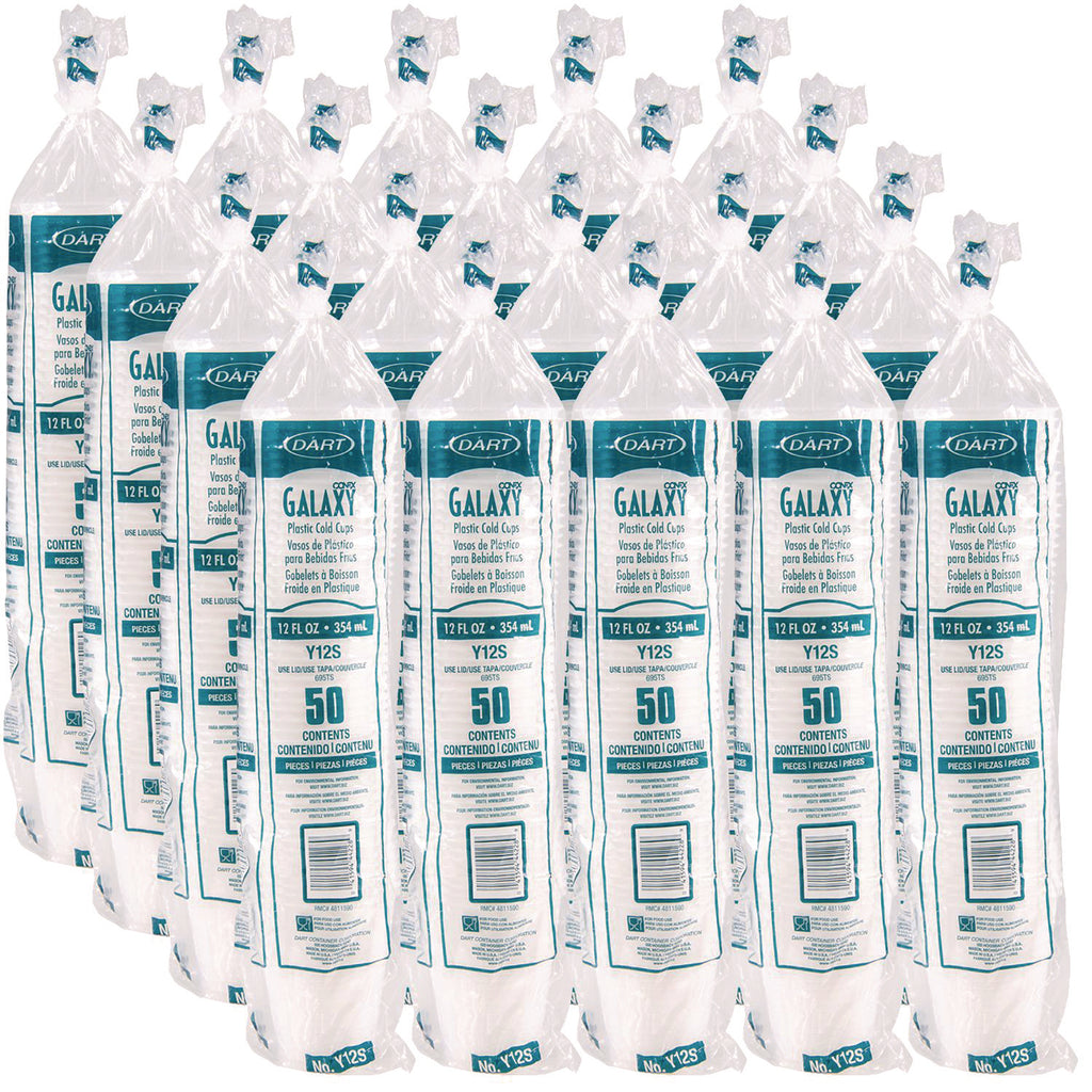 High-Impact Polystyrene Squat Cold Cups, 12 oz, Translucent, 50/Pack