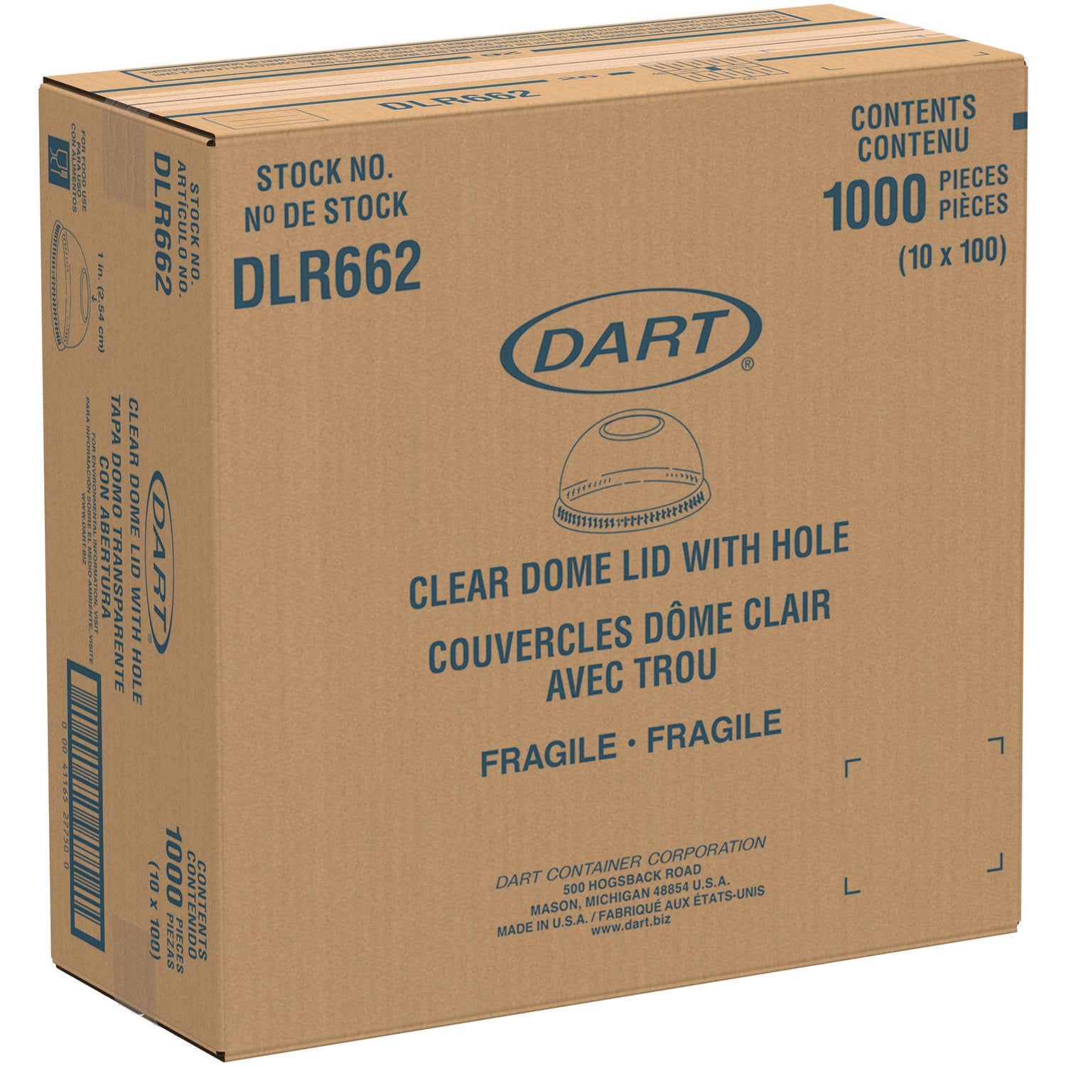 Dome-Top Cold Cup Lids, Fits 16 oz, Clear, 1,000/Carton