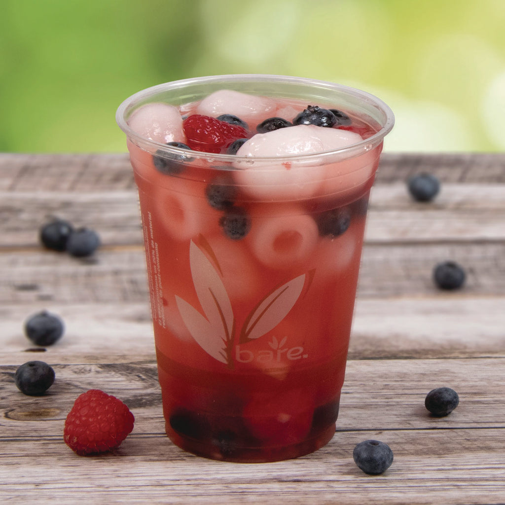 Bare Eco-Forward RPET Cold Cups, ProPlanet Seal, 16 oz to 18 oz, Leaf Design, Clear, 50/Pack, 20 Packs/Carton
