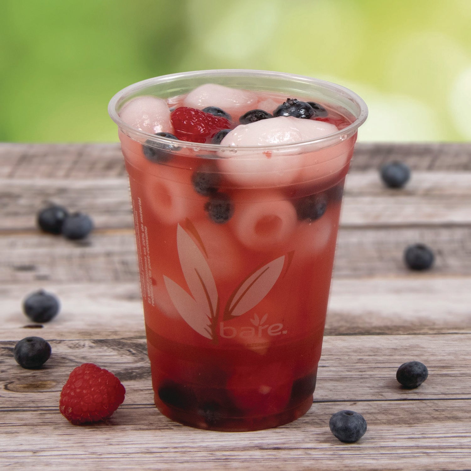 Bare Eco-Forward RPET Cold Cups, ProPlanet Seal, 16 oz to 18 oz, Leaf Design, Clear, 50/Pack, 20 Packs/Carton