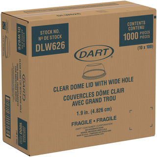 Open-Top Dome Lid, Fits 16 oz to 24 oz Plastic Cups, Clear, 1.9" Dia Hole, 1,000/Carton