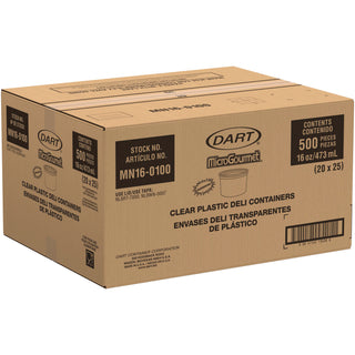MicroGourmet Food Container, 16 oz, Translucent, Plastic, 50/Pack, 10 Packs/Carton