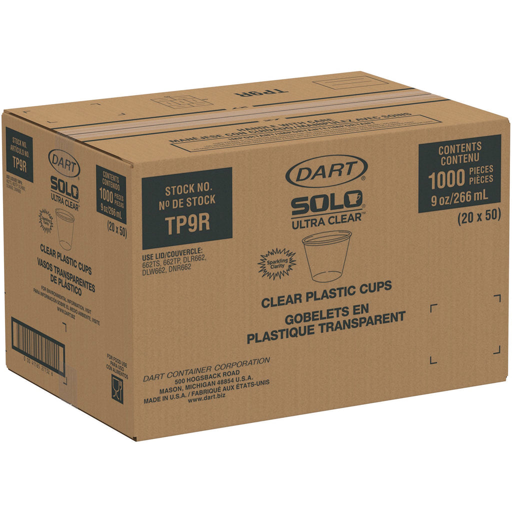 Ultra Clear PET Cups, 9 oz, Squat, 50/Bag, 20 Bags/Carton