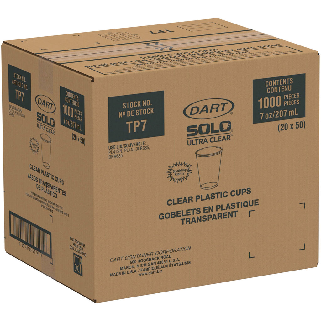 Ultra Clear PETE Cold Cups, 7 oz, Clear, 50/Pack