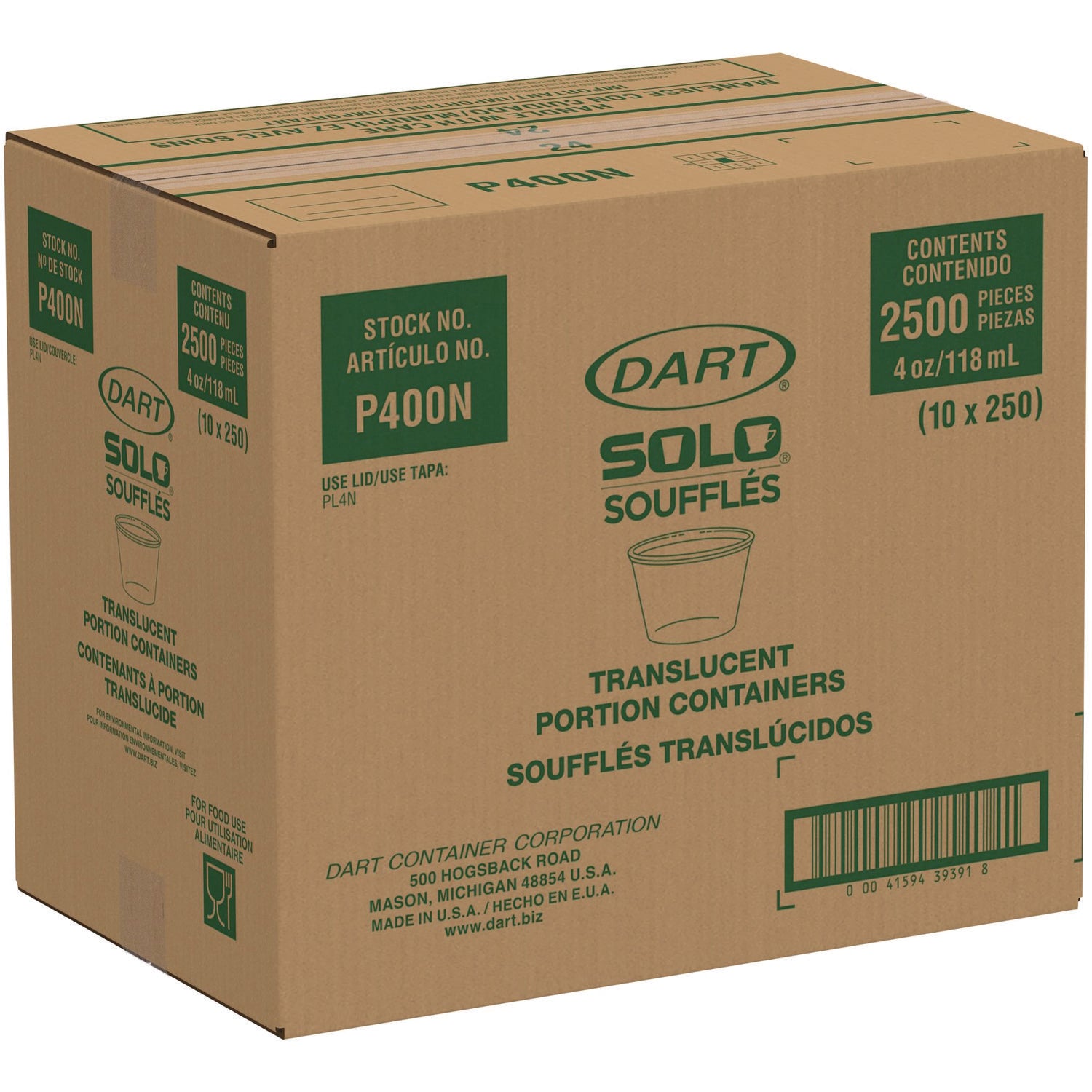 Polystyrene Portion Cups, 4 oz, Translucent, 250/Bag, 10 Bags/Carton