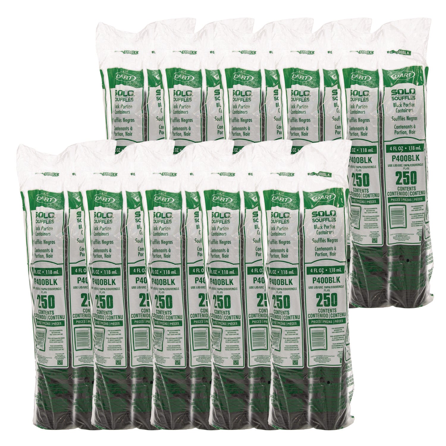 Polystyrene Portion Cups, 4 oz, Black, 250/Bag, 10 Bags/Carton