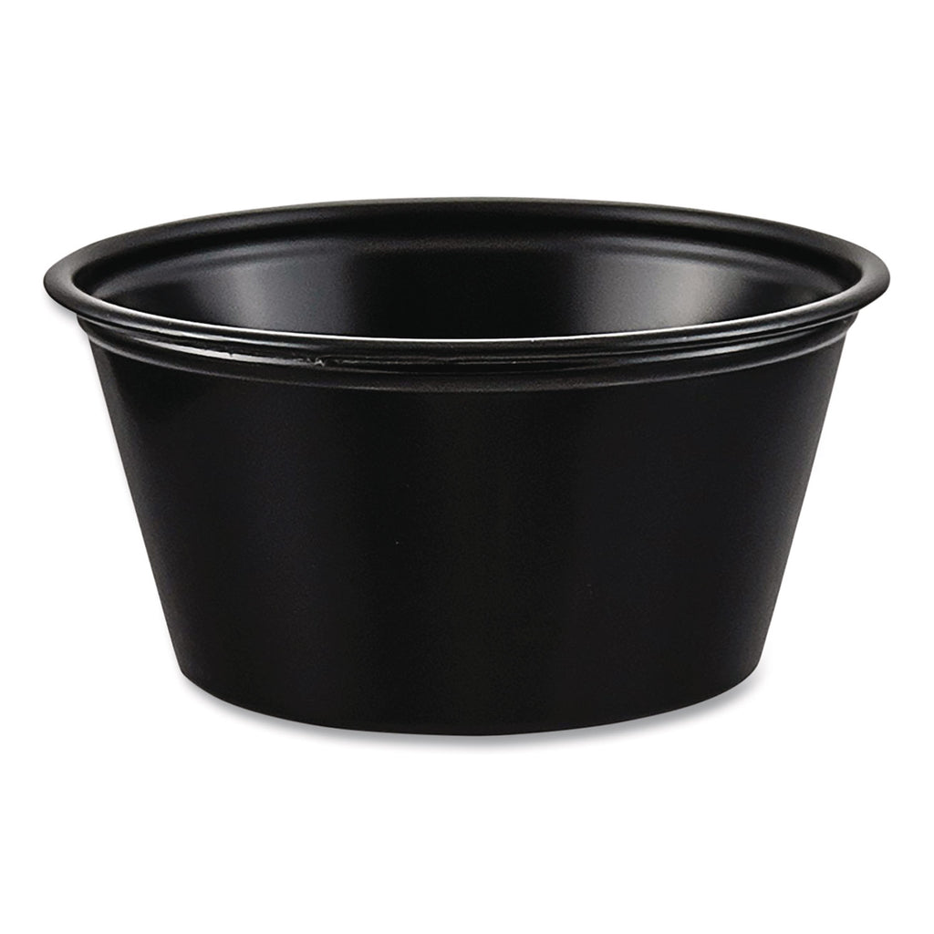 Polystyrene Portion Cups, 2 oz, Black, 250/Bag, 10 Bags/Carton
