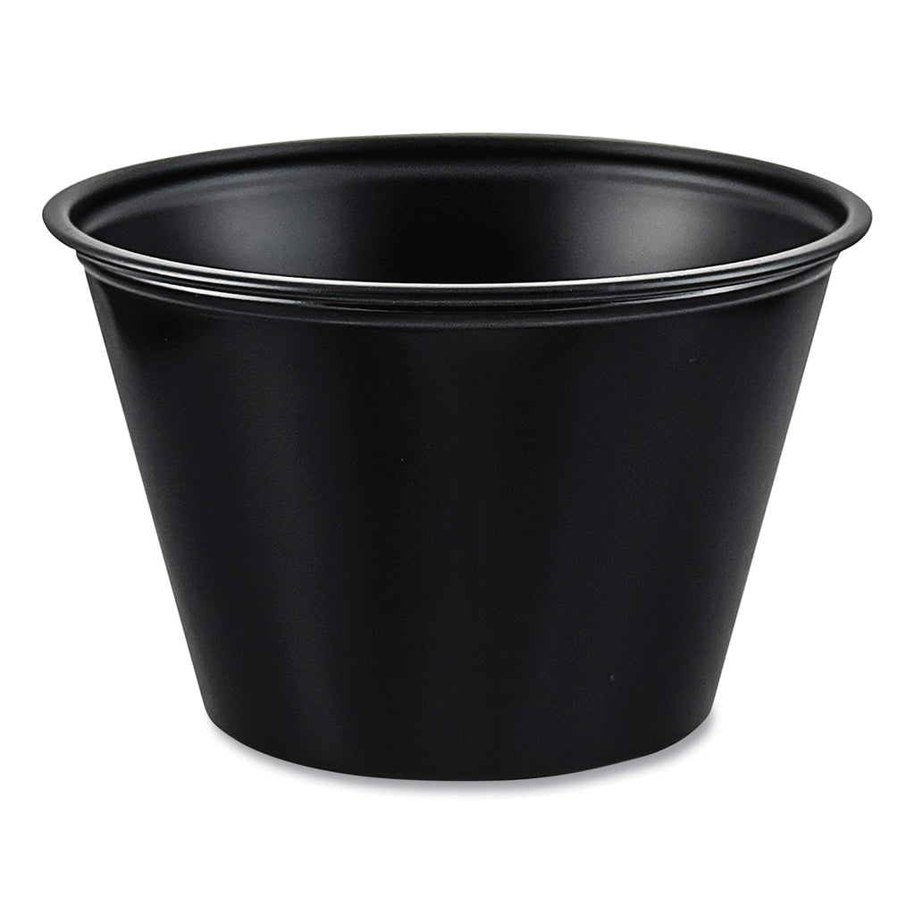 Polystyrene Portion Cups, 4 oz, Black, 250/Bag, 10 Bags/Carton