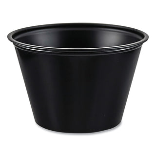 Polystyrene Portion Cups, 4 oz, Black, 250/Bag, 10 Bags/Carton