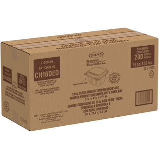ClearPac SafeSeal Tamper-Resistant/Evident Containers, Domed Lid, 16 oz, 4.9 x 2.9 x 5.5, Clear, Plastic, 100/Bag, 2 Bags/CT