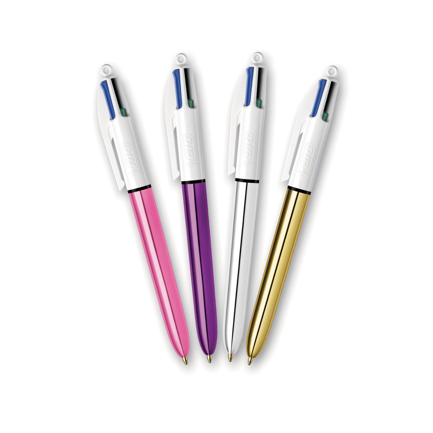 4-Color Multi-Function Ballpoint Pen, Retractable, Medium 1 mm, Black/Blue/Green/Red Ink, Randomly Assorted Barrel Colors - 