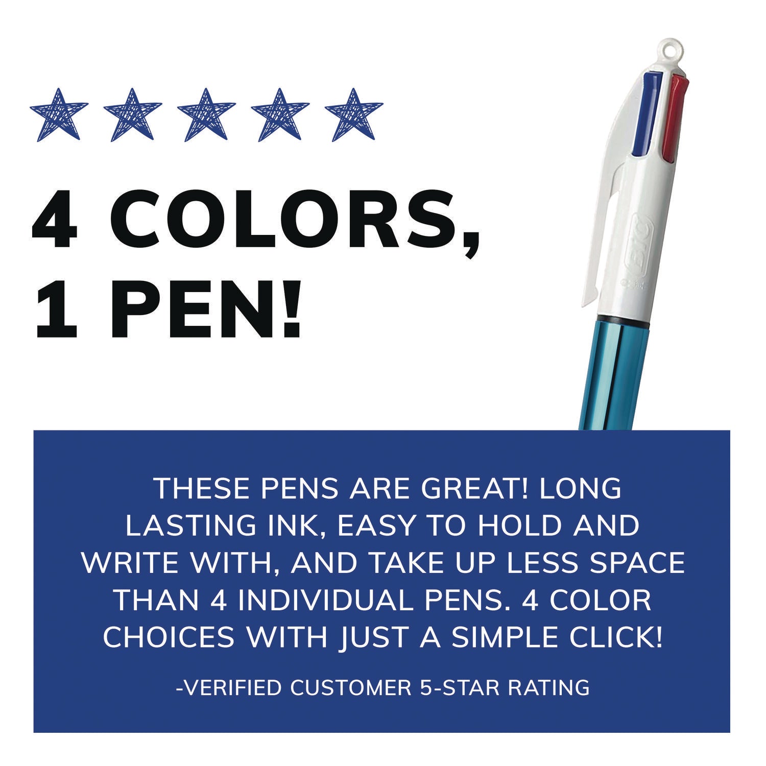 4-Color Multi-Color Ballpoint Pen, Retractable, Medium 1mm, Black/Blue/Green/Red Ink, Randomly Assorted Barrel Colors, 3/Pack - 