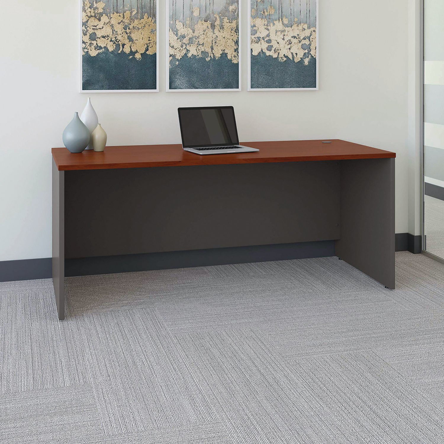 Series C Collection Desk Shell, 71.13" x 29.38" x 29.88", Hansen Cherry/Graphite Gray