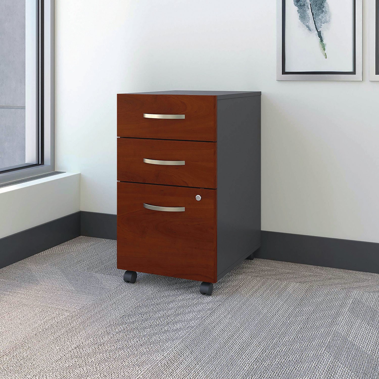 Series C Mobile Pedestal File, Left/Right, 3-Drawers: Box/Box/File, Legal/Letter/A4/A5, Cherry/Gray, 15.75" x 20.25" x 27.88 - 