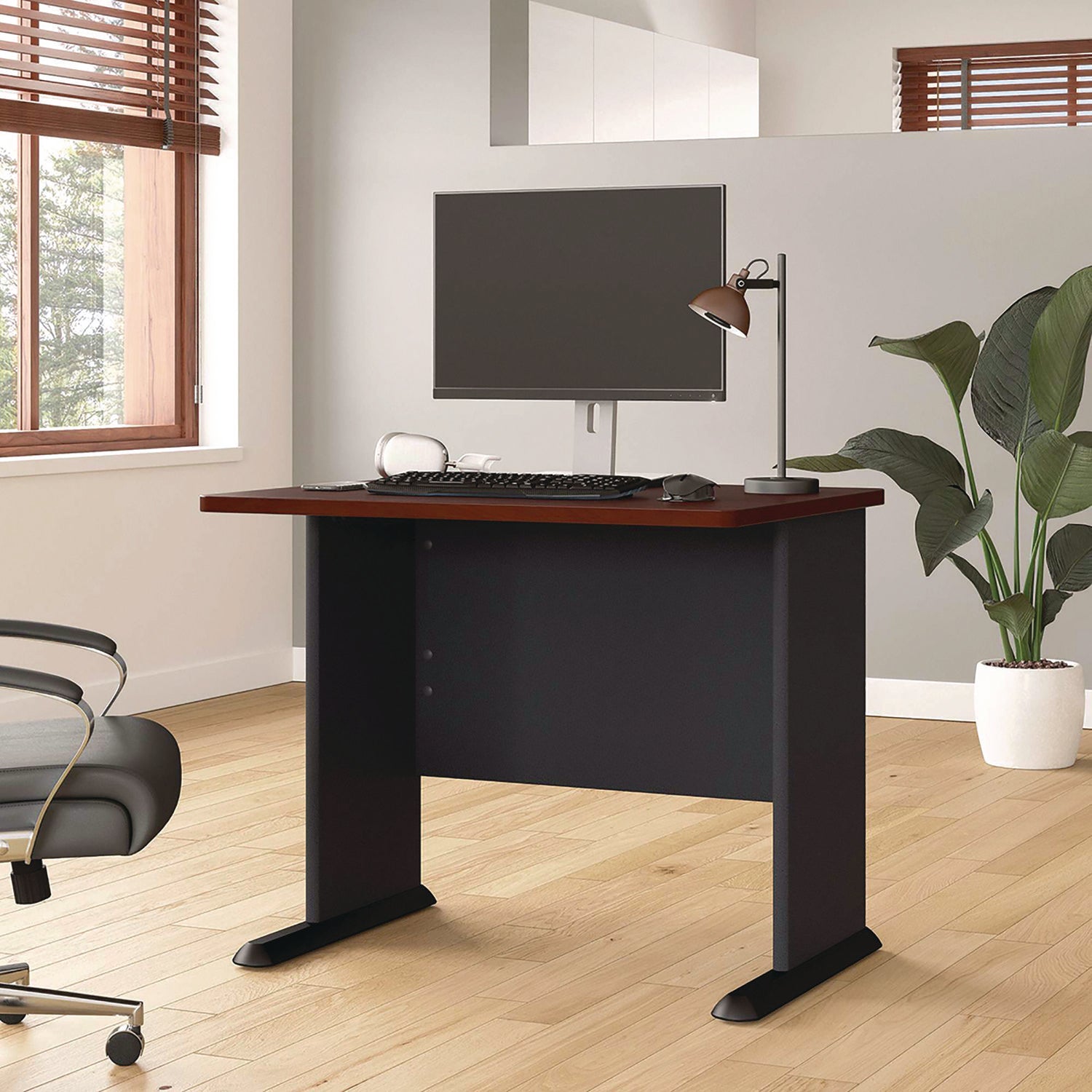 Bush - Series A Workstation Desk, 36w x 26-7/8d x 29-7/8h, Hansen Cherry/Galaxy, Sold as 1 EA - 5