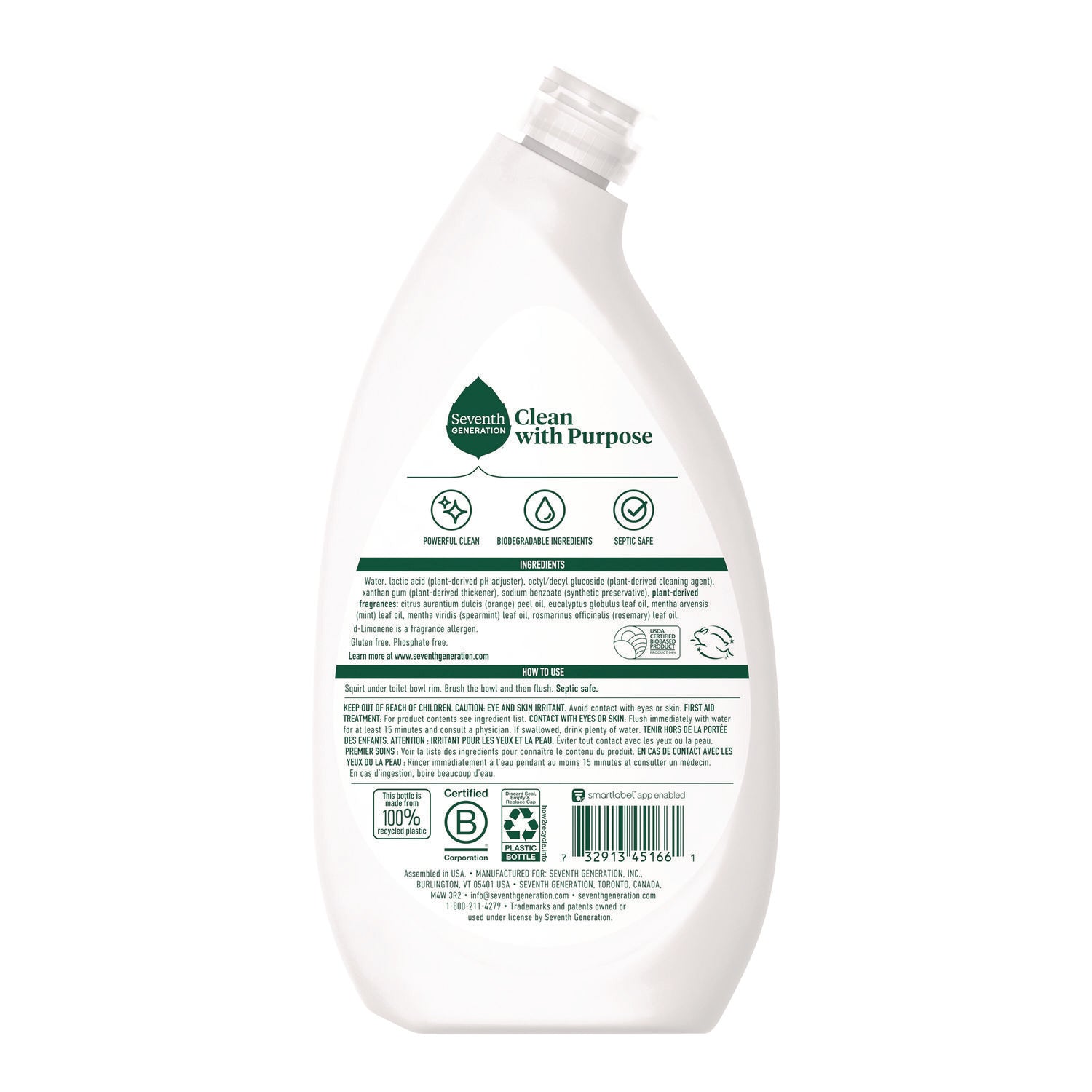 Toilet Bowl Cleaner, Fresh Mint Scent, 24 oz Bottle