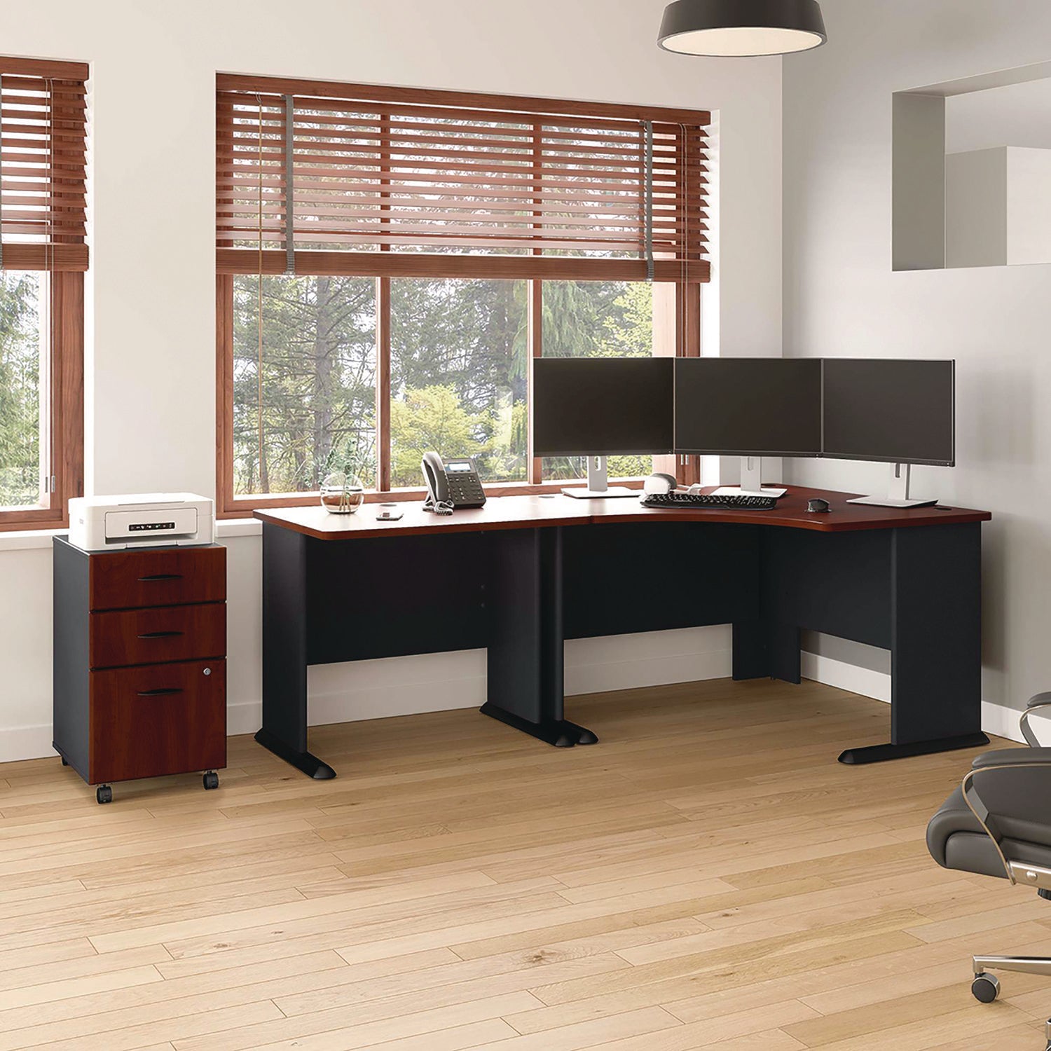 Bush - Series A Corner Desk, 47-1/4w x 47-1/4d x 29-7/8h, Hansen Cherry/Galaxy, Sold as 1 EA - 6