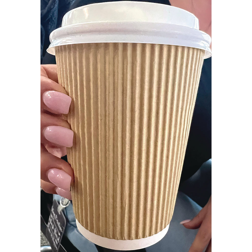 Ripple Hot Cups, 12 oz, Kraft/White, 500/Carton