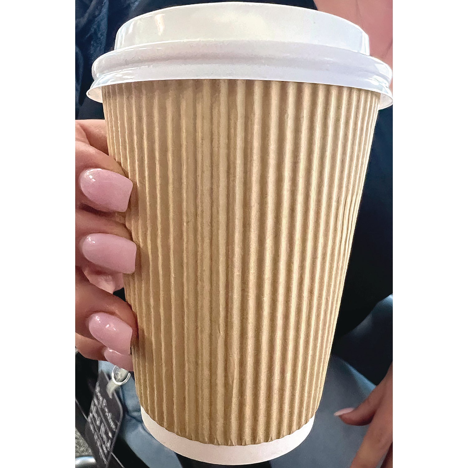 Ripple Hot Cups, 12 oz, Kraft/White, 500/Carton