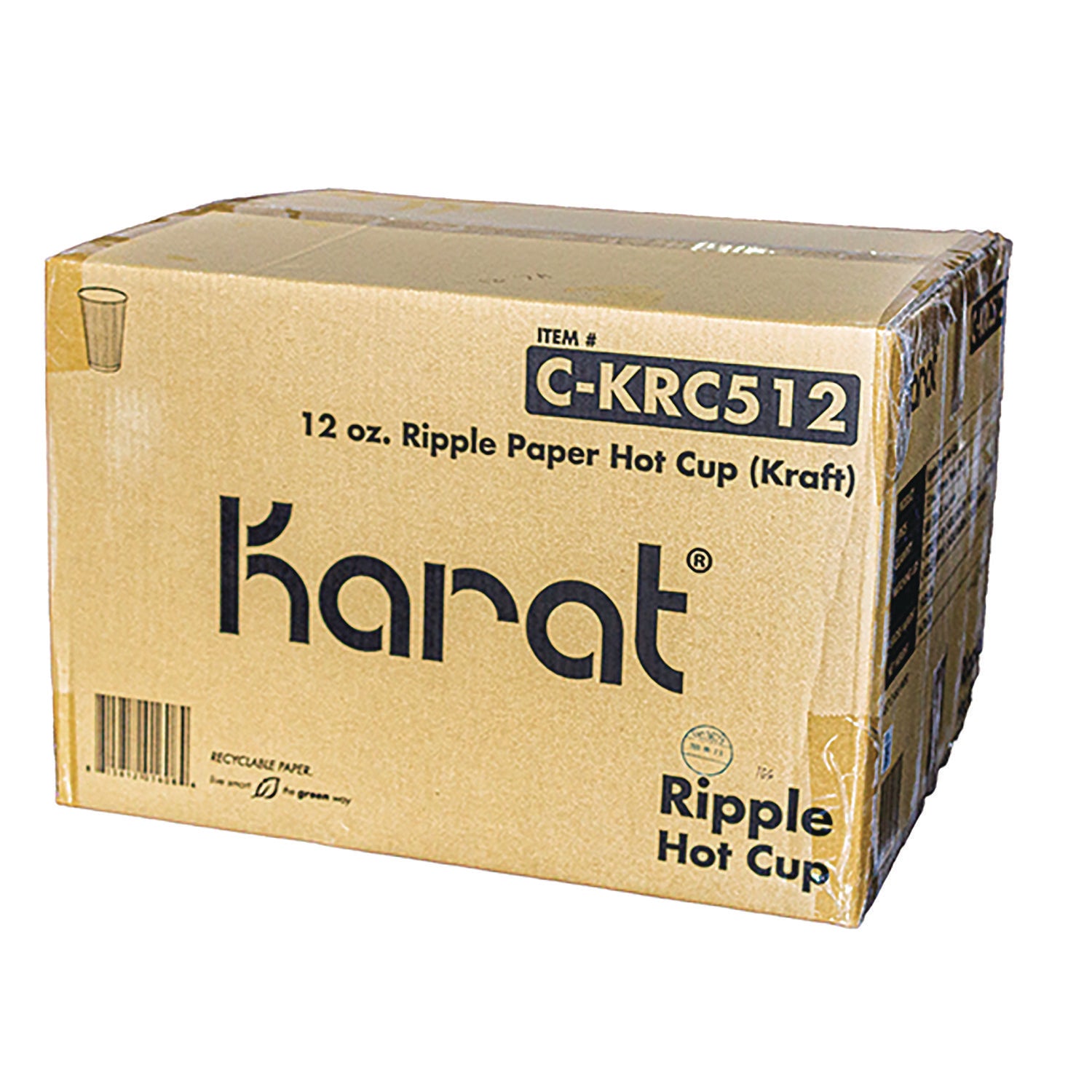 Ripple Hot Cups, 12 oz, Kraft/White, 500/Carton