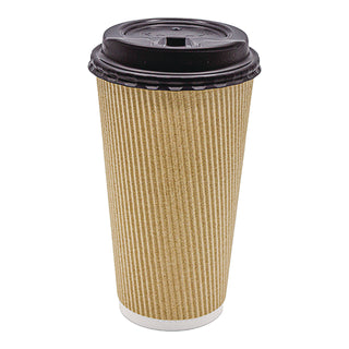Ripple Hot Cups, 20 oz, Kraft/White, 500/Carton