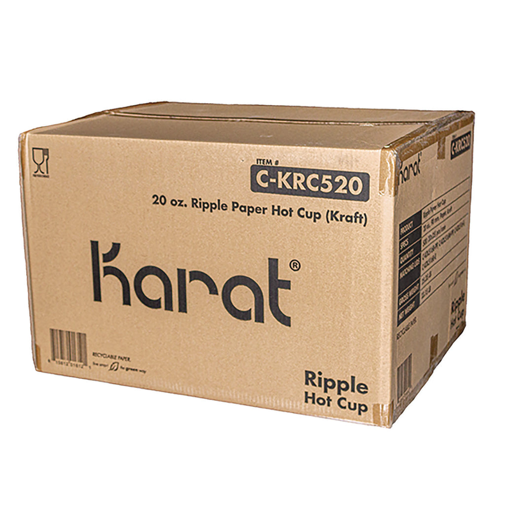 Ripple Hot Cups, 20 oz, Kraft/White, 500/Carton