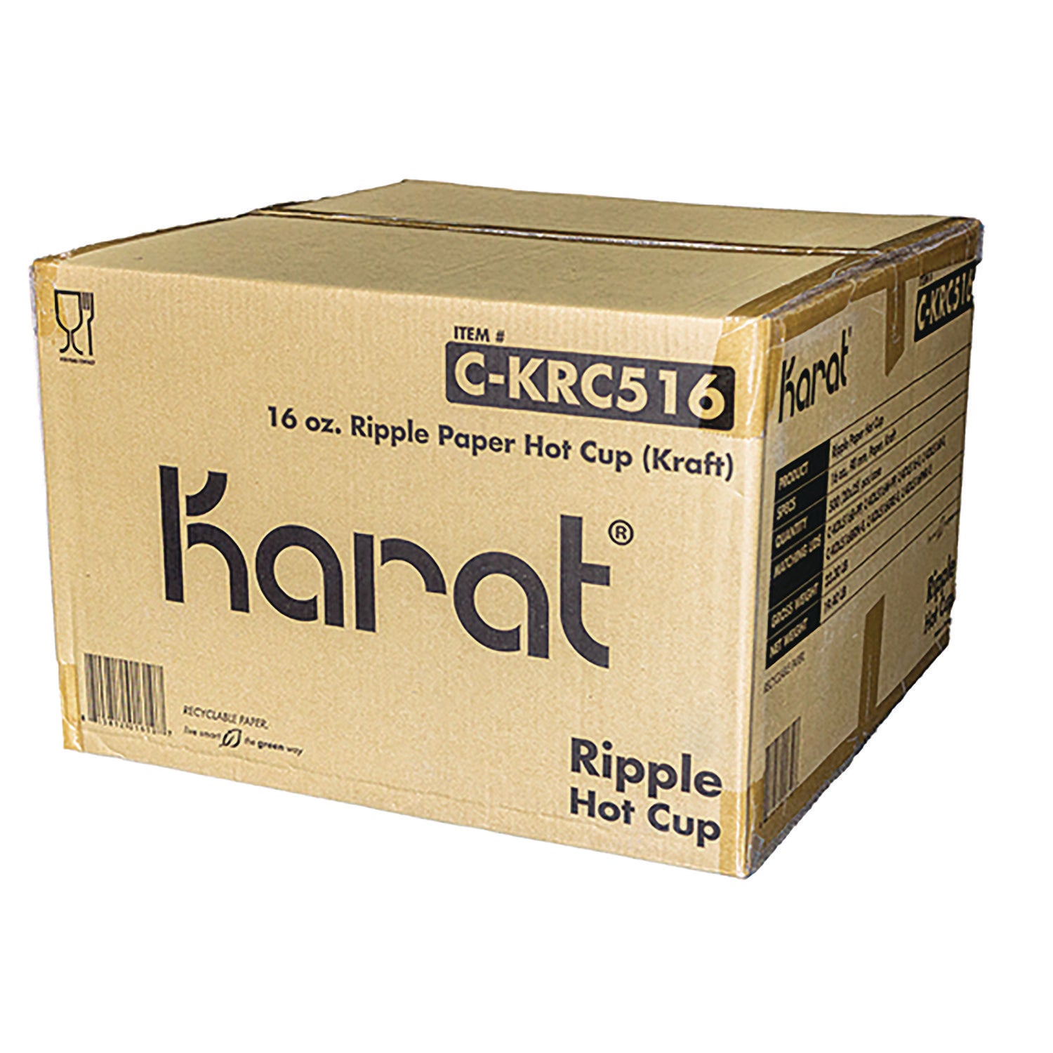 Ripple Hot Cups, 16 oz, Kraft/White, 500/Carton