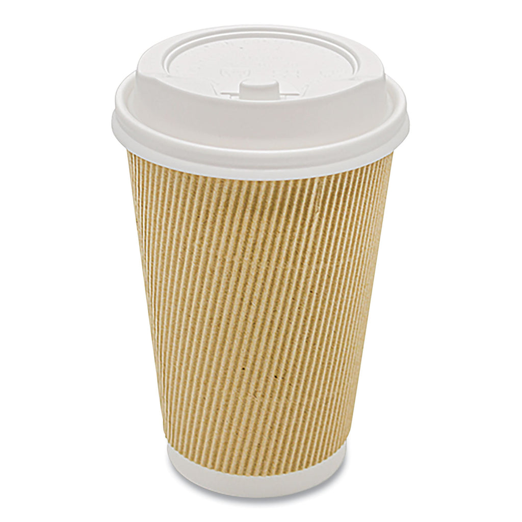 Ripple Hot Cups, 16 oz, Kraft/White, 500/Carton