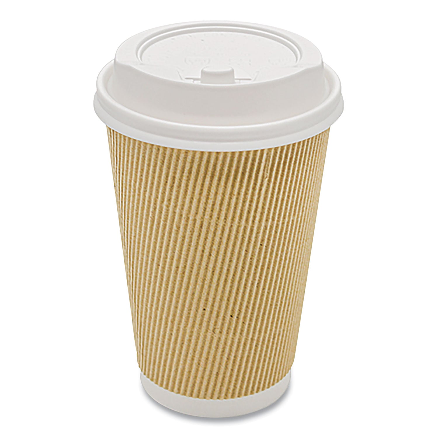 Ripple Hot Cups, 16 oz, Kraft/White, 500/Carton