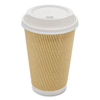 Ripple Hot Cups, 16 oz, Kraft/White, 500/Carton