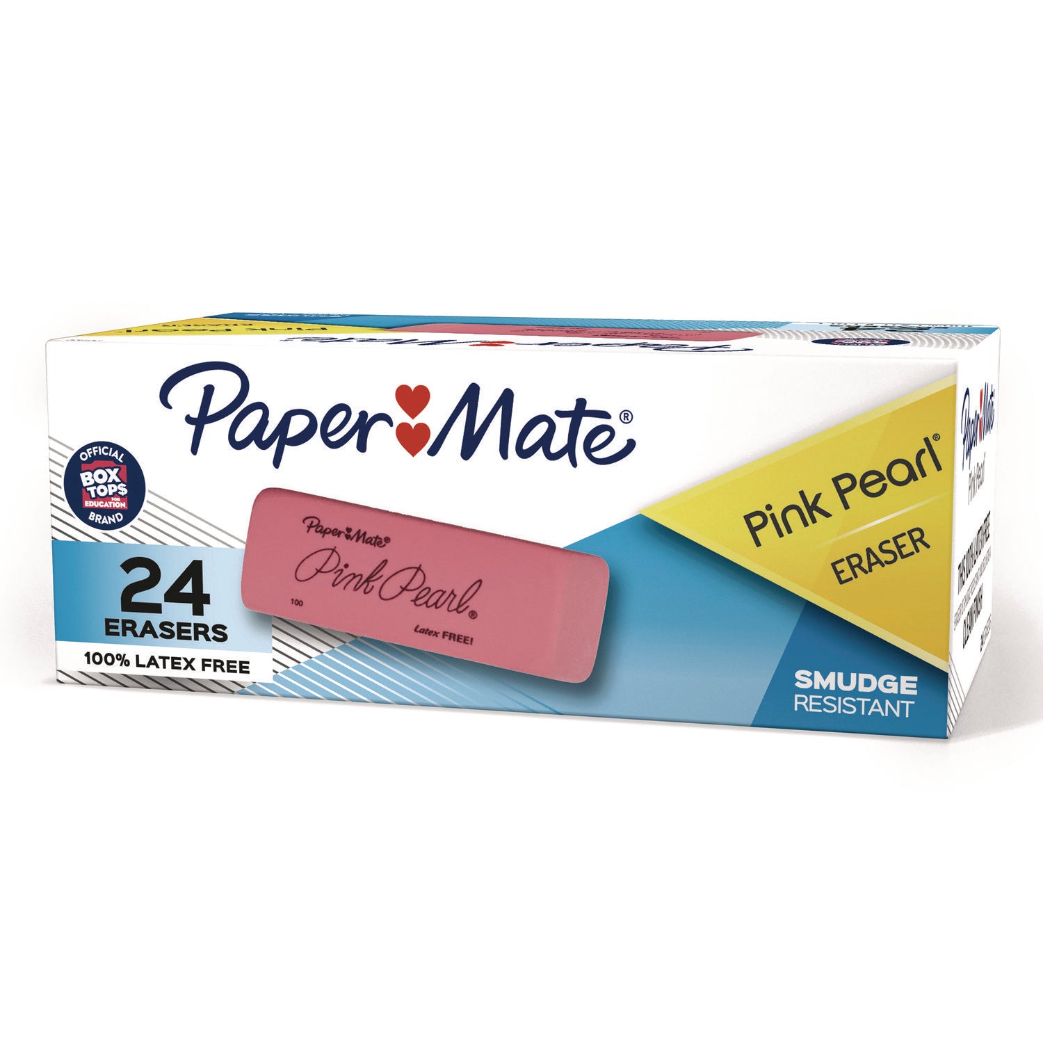 Pink Pearl Eraser, For Pencil Marks, Rectangular Block, Medium, Pink, 24/Box - 