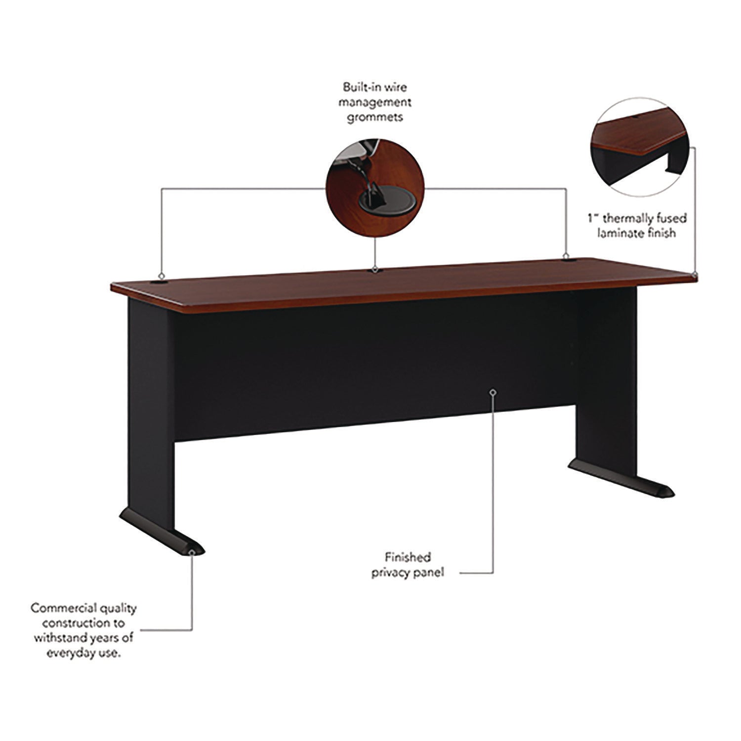 Series A Collection 72W Desk, Hansen Cherry, Sold as 1 Each - 5