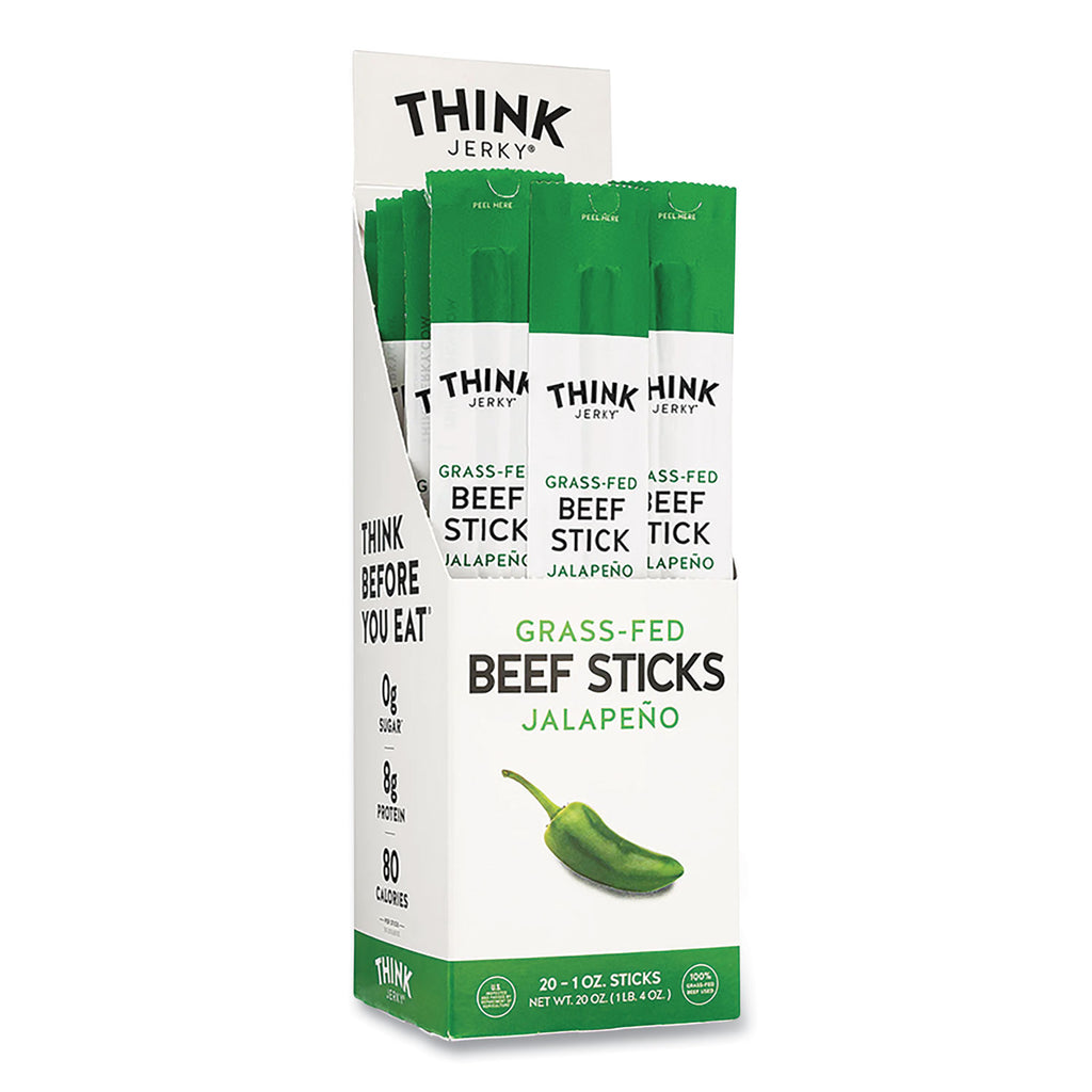 Jalapeno 100% Grass-Fed Beef Sticks, 1 oz Individually Wrapped Sticks, 20/Carton, Ships in 1-3 Business Days